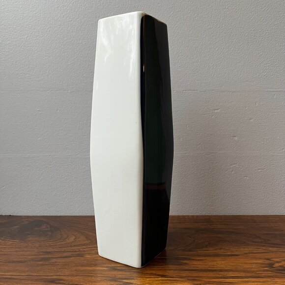 Enesco Rectangular Japanese Vase Cobalt Blue White Sakura 12" - Picture 5 of 13